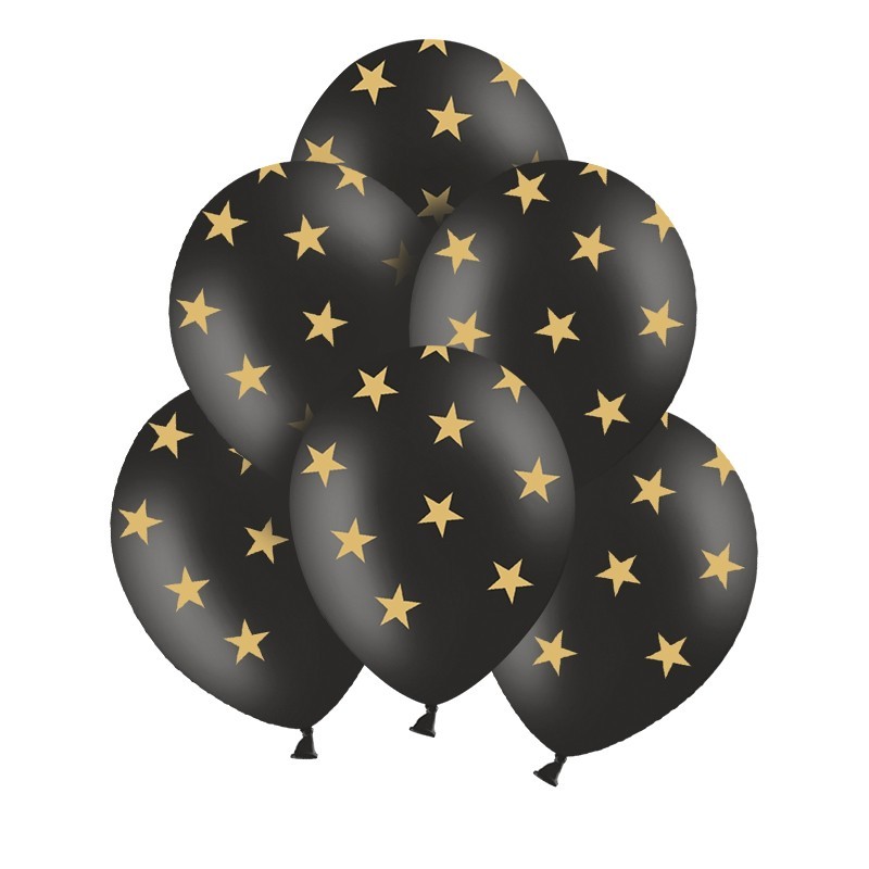 Balony na 18-stkę czarne ze złotymi gwiazdkami