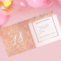 ZAPROSZENIA na 18 glamour Rosegold Confetti 10szt (+koperty)
