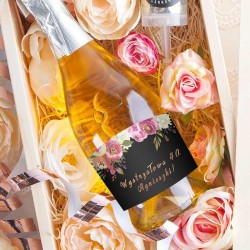 PREZENT na 40 urodziny Wino musujące w kwiatach Luxury Boho Eleganckie 750ml ZŁOTY