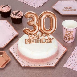TOPPER na tort na 30 urodziny GLAMOUR Rosegold
