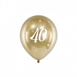 BALONY na 40 urodziny złote 6szt Chromowane Lux