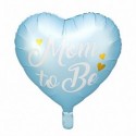 BALON na Baby Shower foliowy Mom to Be SERCE 35cm Niebieski