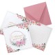 KARTKA z życzeniami na ślub, rocznicę Różowe Kwiaty (+różowa koperta)