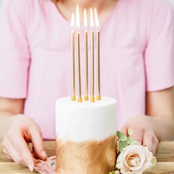 ŚWIECZKI na tort urodzinowy 12cm 12szt ZŁOTE
