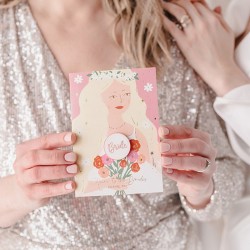 KARTKA dla Panny Młodej z przypinką Bride (+koperta)