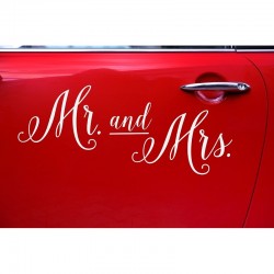 NAKLEJKA na samochód ślubny Mr&Mrs