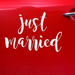 NAKLEJKA na samochód ślubny Just Married