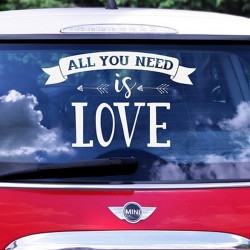 NAKLEJKA na samochód ślubny All you need is Love