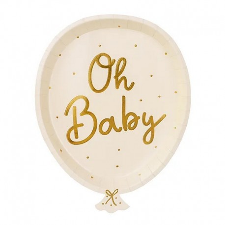TALERZYKI na Baby Shower Oh Baby w kształcie balona 20szt