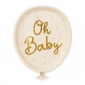 TALERZYKI na Baby Shower Oh Baby w kształcie balona 6szt