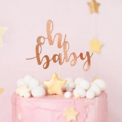 TOPPER na tort Baby Shower oh baby ROSEGOLD