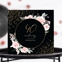 ZAPROSZENIA na 40 urodziny Glamour Black 10szt (+koperty)
