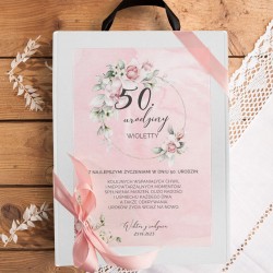 PREZENT na 50 urodziny Z IMIENIEM Chwila dla siebie szlafrok i opaska Róż