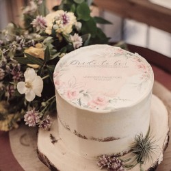 OPŁATEK personalizowany na tort Rosegold Flowers Bride Ø20cm