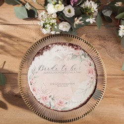 OPŁATEK personalizowany na tort Rosegold Flowers Bride Ø20cm
