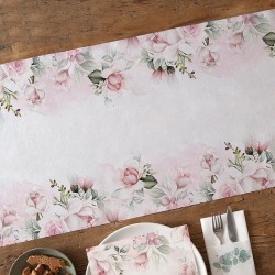 BIEŻNIK dekoracja stołu obrus kwiatowy Różowe Kwiaty LUX 40cmx10m