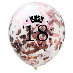 BUKIET z balonów na 18 urodziny Rosegold Confetti MEGA 10szt