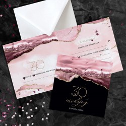 ZAPROSZENIA na 30 urodziny Agat Pink 10szt (+koperty)