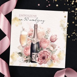 ZAPROSZENIA na 50 urodziny dla kobiety eleganckie 10szt (+koperty)