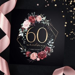 ZAPROSZENIA na 60 urodziny czarne eleganckie 10szt