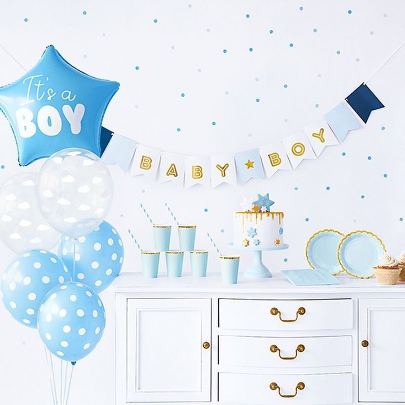 Zestaw dekoracji niebieski baby shower chłopca
