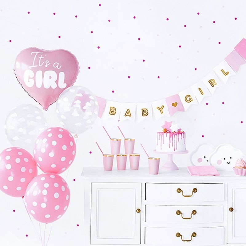Zestaw dekoracji różowy baby shower dziewczynki