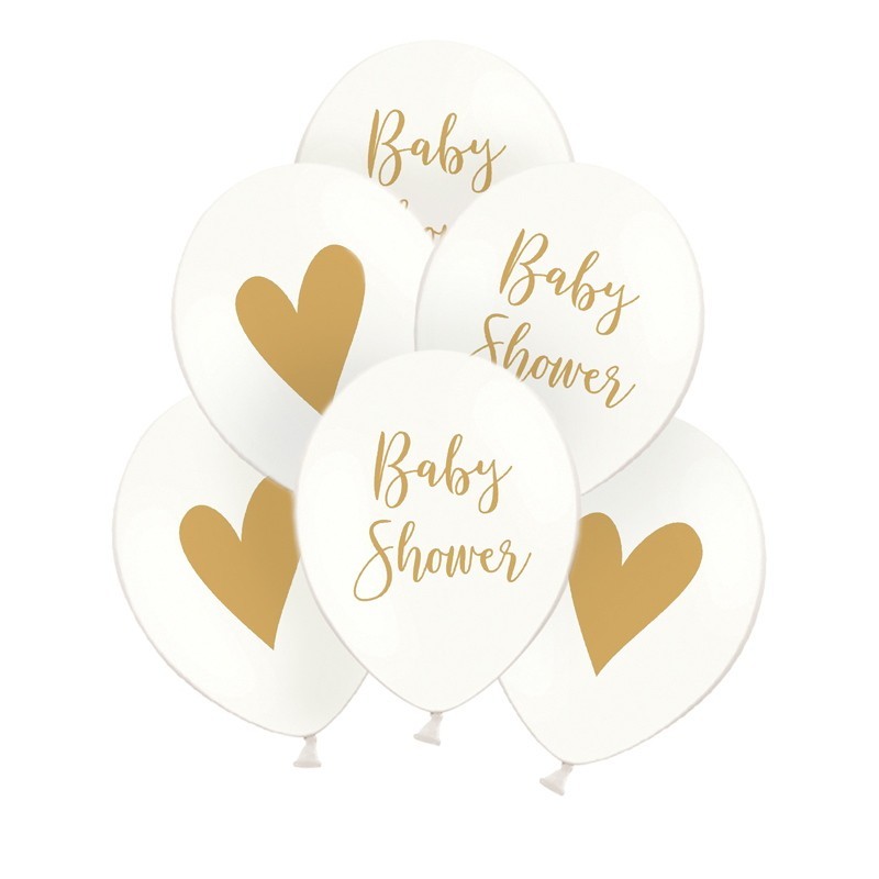 Biało-złote balony na Baby Shower