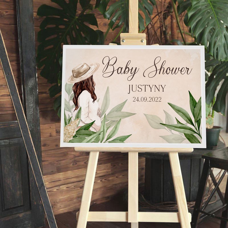 Personalizowany plakat na Baby Shower z grafiką Boho Mama i personalizacją