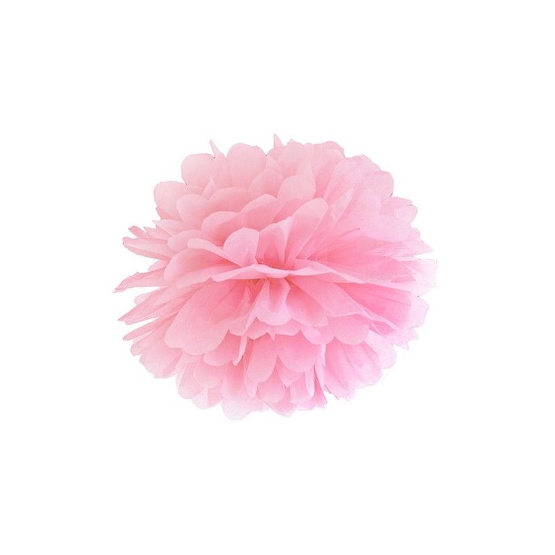 Różowy pompon z bibuły do dekoracji 